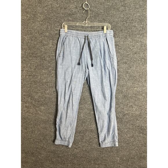 J Crew Point Sur Womens Seaside Chambray Jogger Pants Size 4 Blue Drawstring - Picture 1 of 10